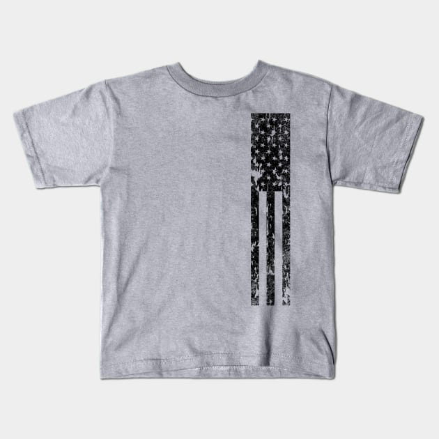 Distressed American Flag - Side Kids T-Shirt by BlackGrain